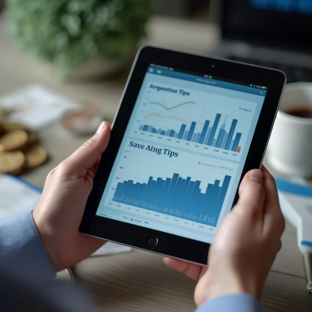 Persona estudiando finanzas en una tablet en Argentina